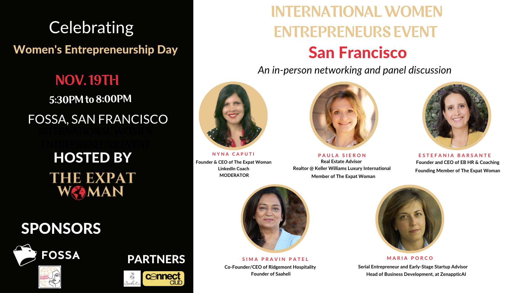 Image of panelists for The Expat Woman's International Women Entrepreneurs Event